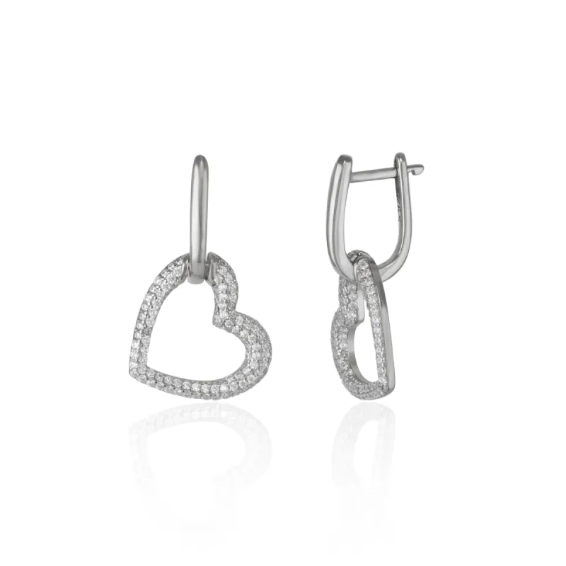 Chunky Heart Sterling Silver Drop Earrings sold by Spero London