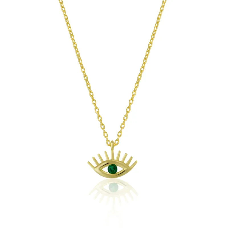 Emerald Eye Evil Eye Sterling Silver Necklace sold by Spero London