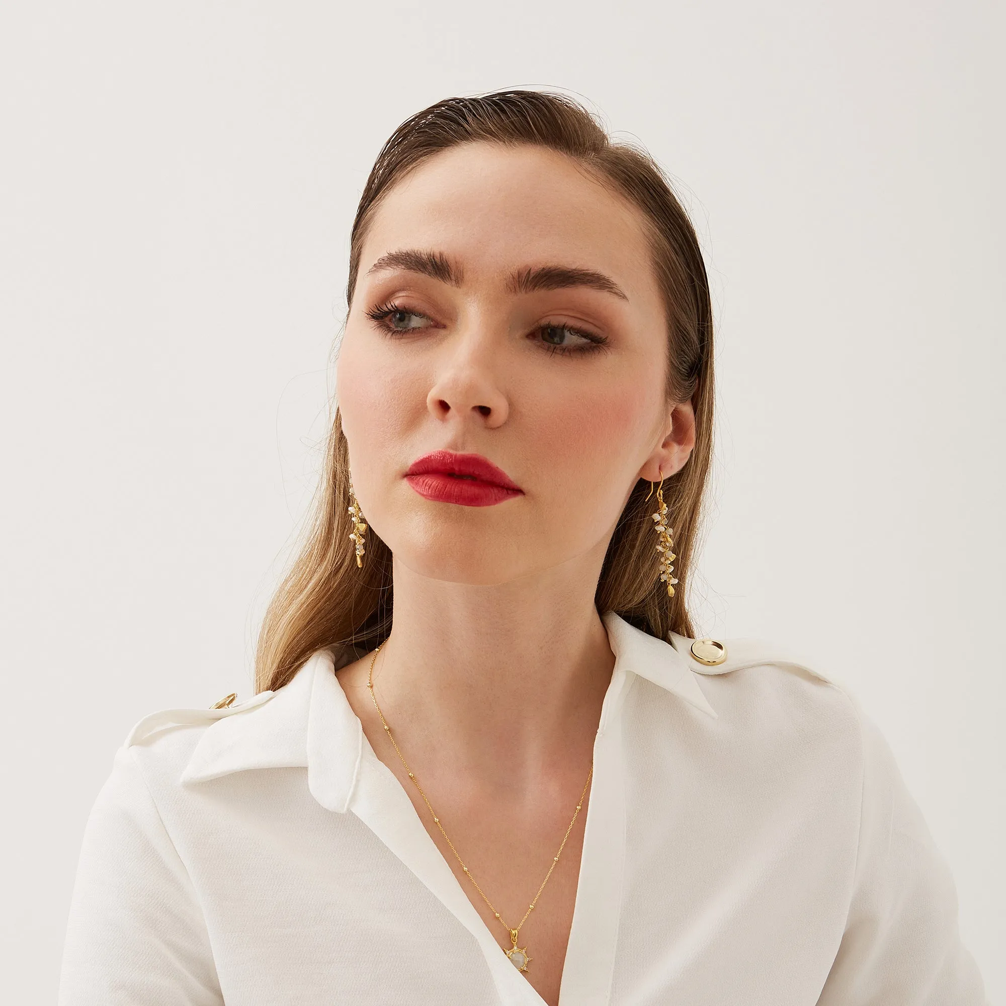 Moonstone Sun Sterling Silver Pendant Necklace With Beaded Chain sold by Spero London product image thumbnail 5