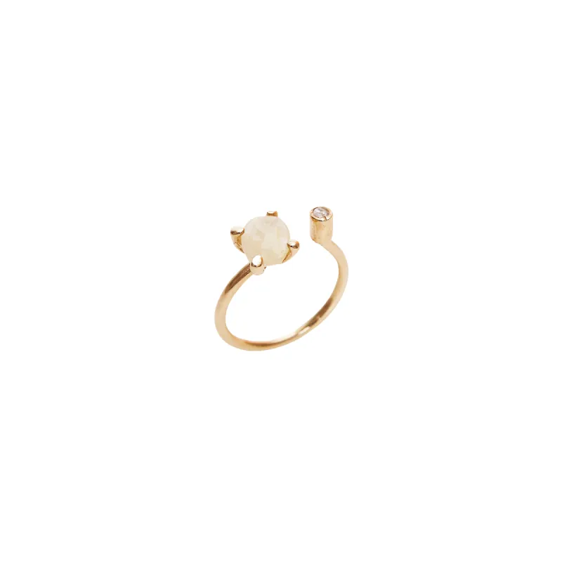 Sterling Silver Solitaire Moonstone Gold Plated Adjustable Ring sold by Spero London