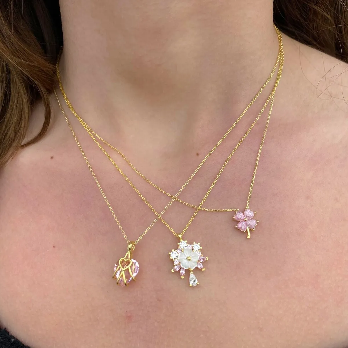 Four Leaf Clover Sterling Silver Necklace - Pink sold by Spero London product image thumbnail 2