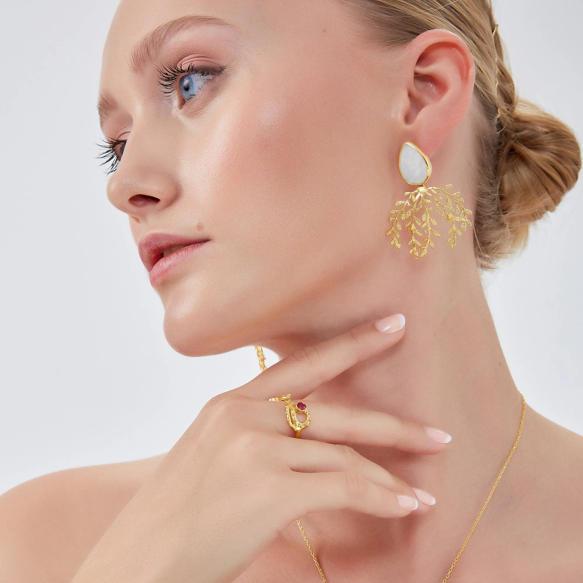 Mother Of Pearl Olive Branch Sterling Silver Earrings sold by Spero London product image thumbnail 5