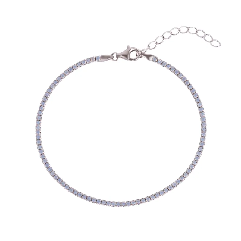 White Fine Opal Tennis Bracelet In Sterling Silver & Adjustable sold by Spero London