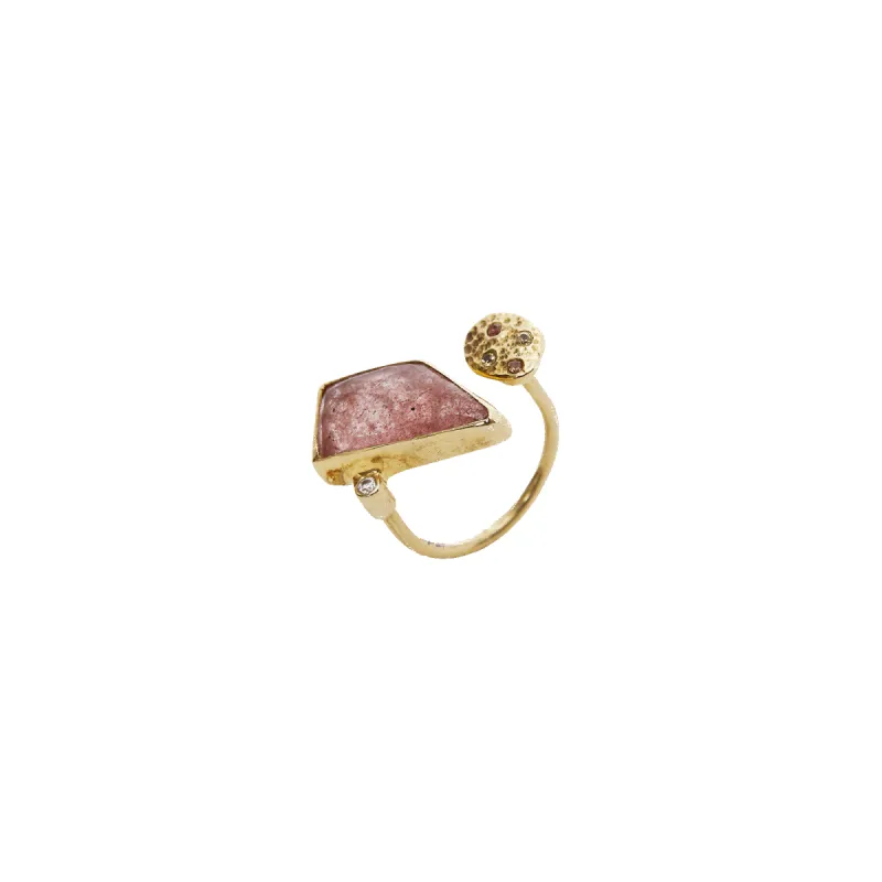 Natural Double Rhombus Tourmaline Sterling Silver Gold Plated Ring sold by Spero London