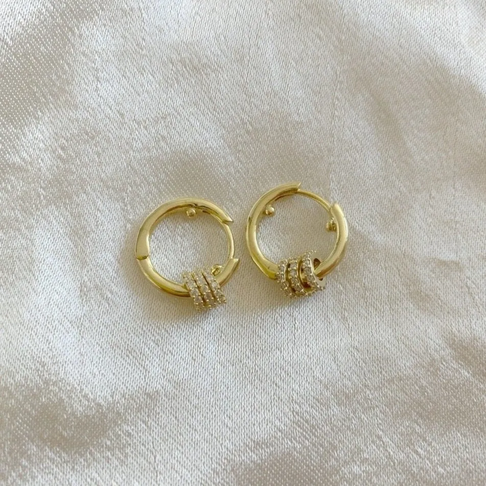 Sterling Silver CZ Jewelled Hoops sold by Spero London product image thumbnail 4