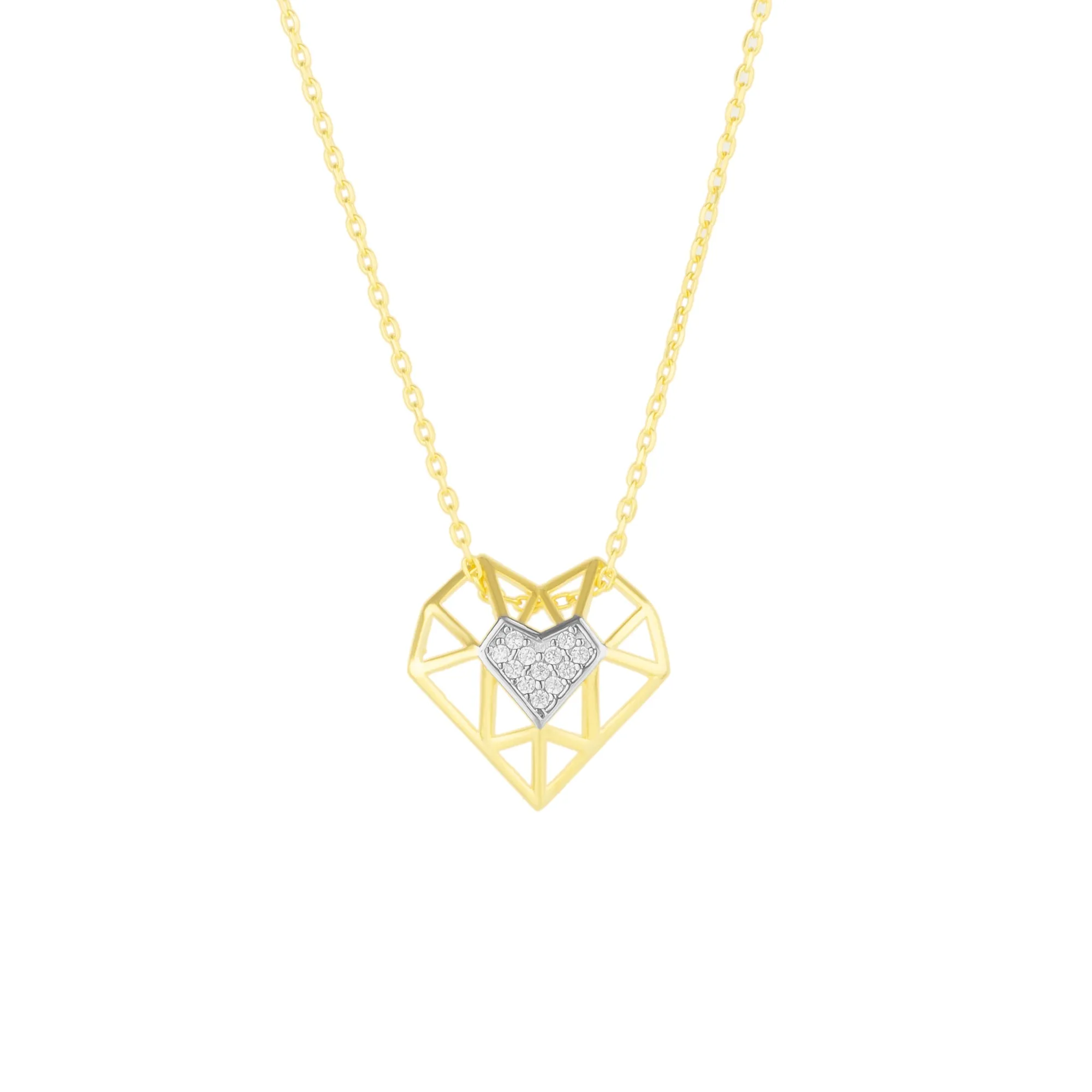 Geometric Heart Necklace Sterling Silver sold by Spero London