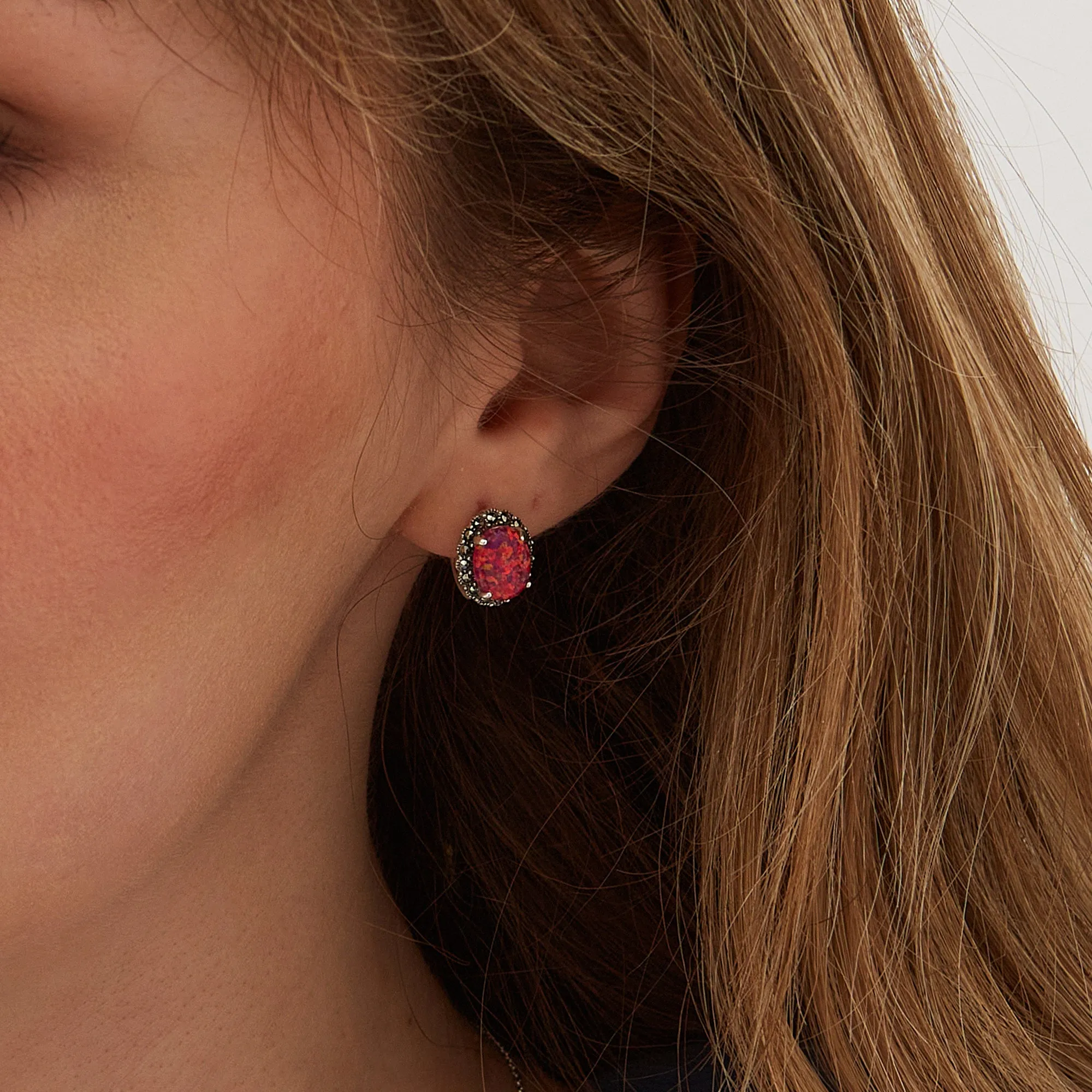 Oval Red Opal High Quality Sterling Silver Set sold by Spero London product image thumbnail 3