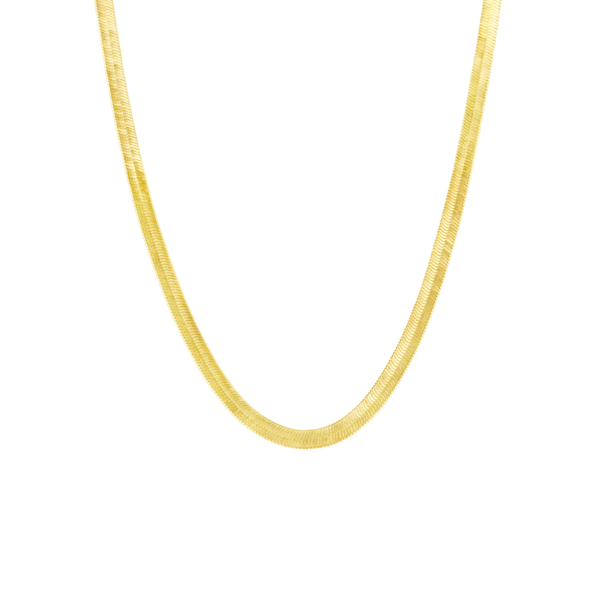 Bold Herringbone Sterling Silver Flat Snake Chain Necklace sold by Spero London