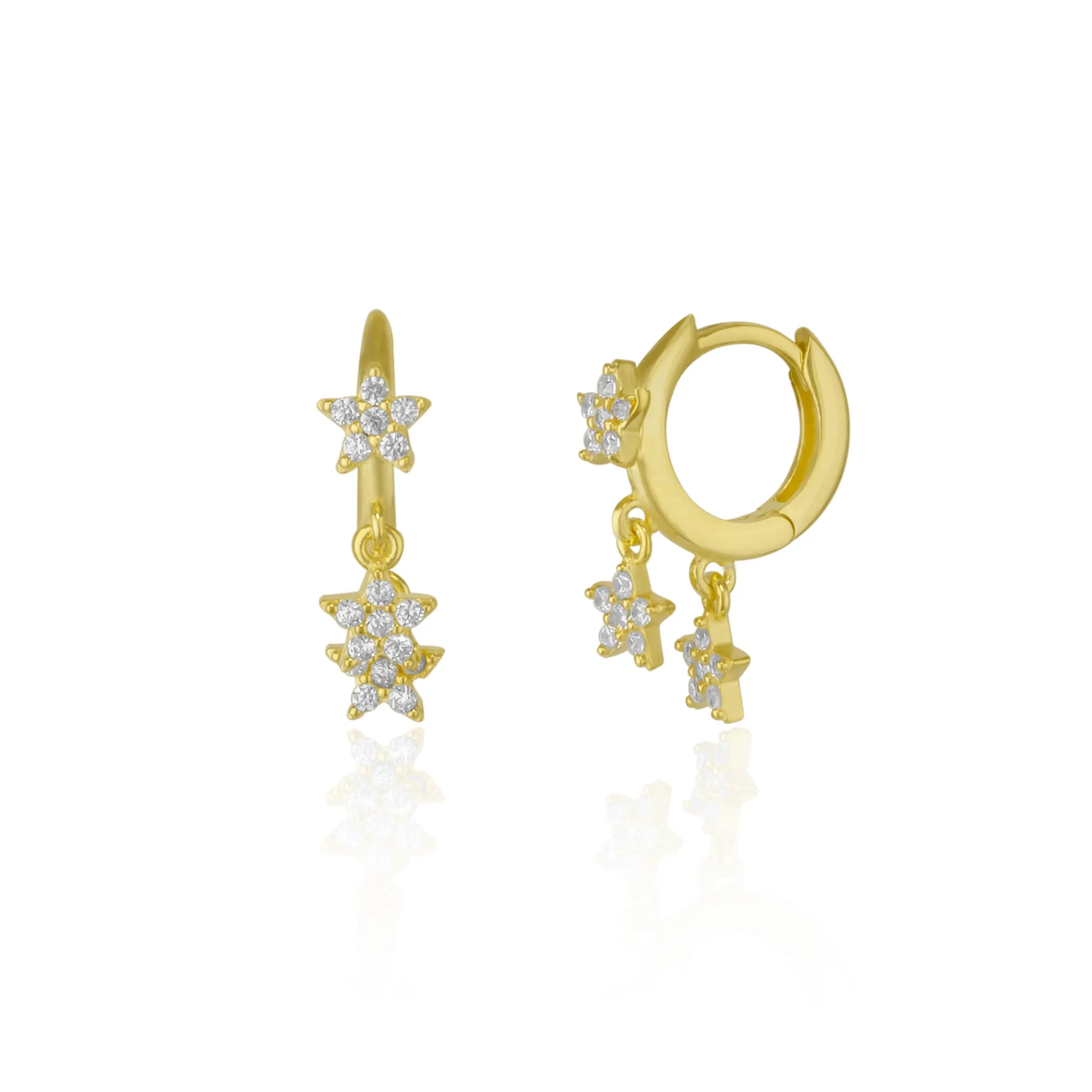 Star Sterling Silver Eardrop Hoop Earrings sold by Spero London