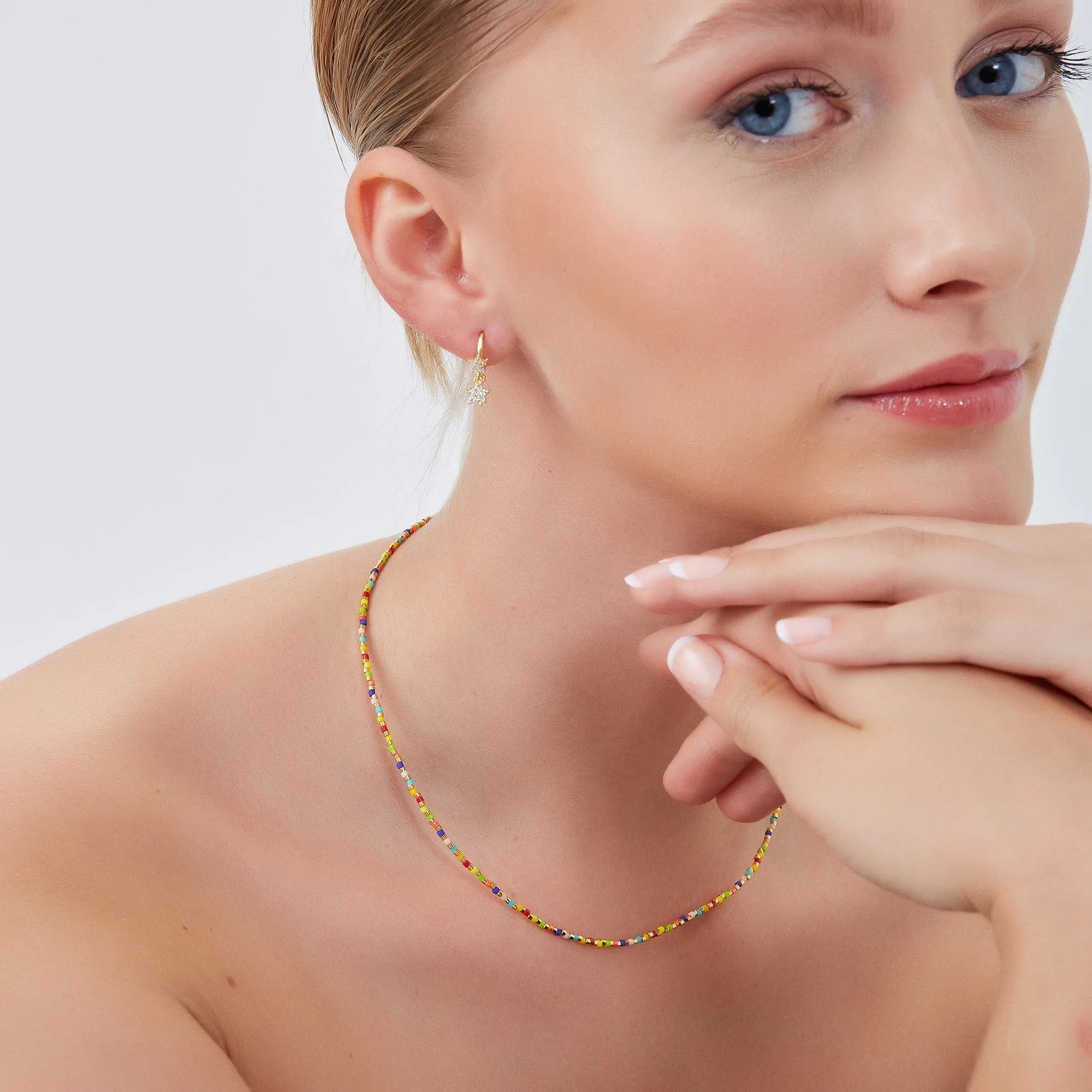 Star Sterling Silver Eardrop Hoop Earrings sold by Spero London product image thumbnail 4