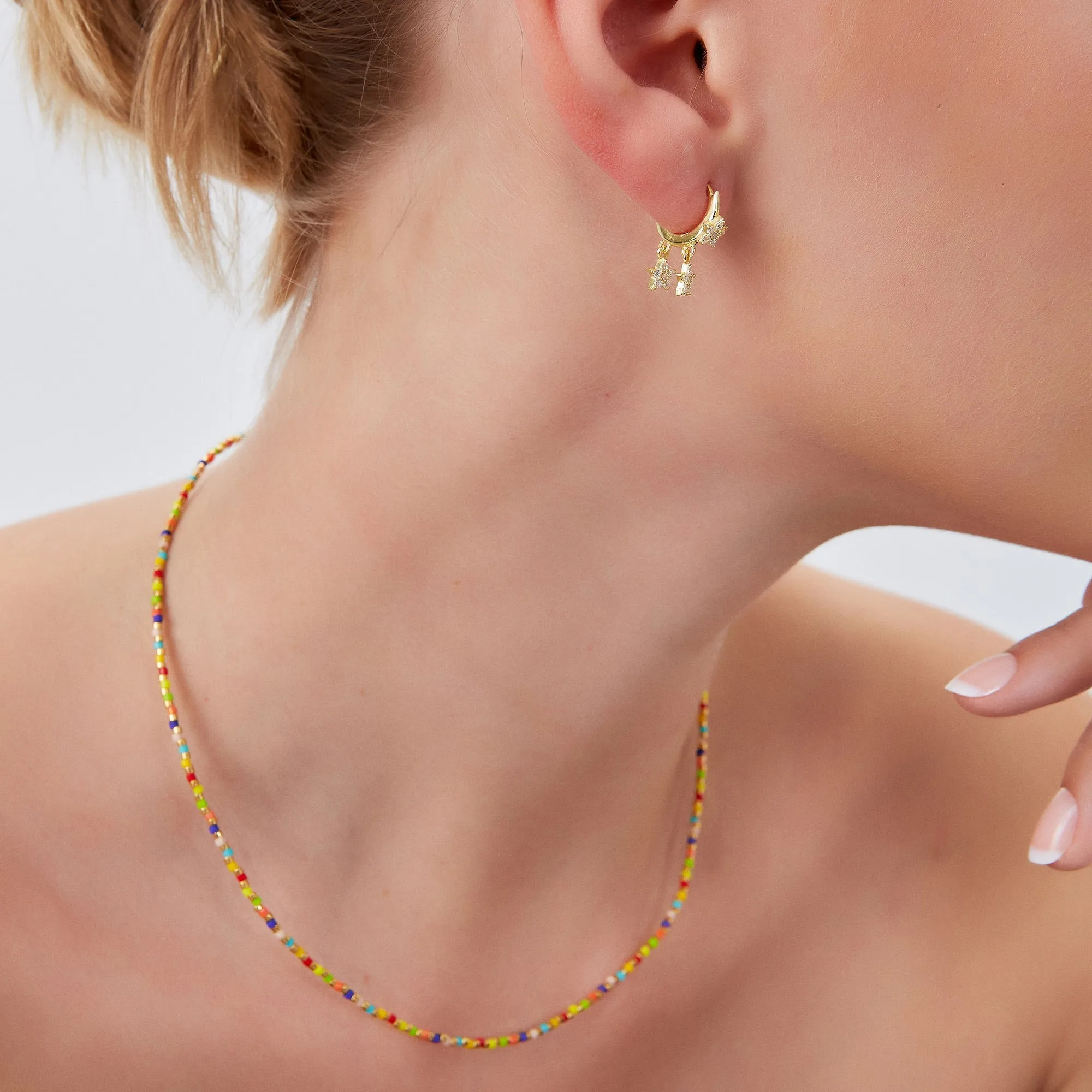 Star Sterling Silver Eardrop Hoop Earrings sold by Spero London product image thumbnail 3