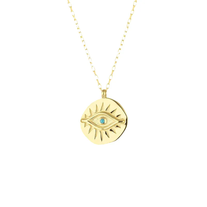 Eye Coin Sterling Silver Evil Eye Necklace sold by Spero London