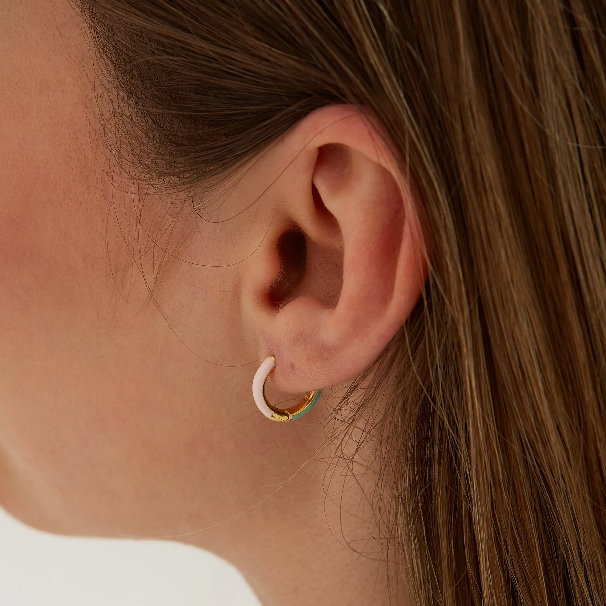 Pink and Blue Enamel Sterling Silver Hoop Earrings sold by Spero London product image thumbnail 2