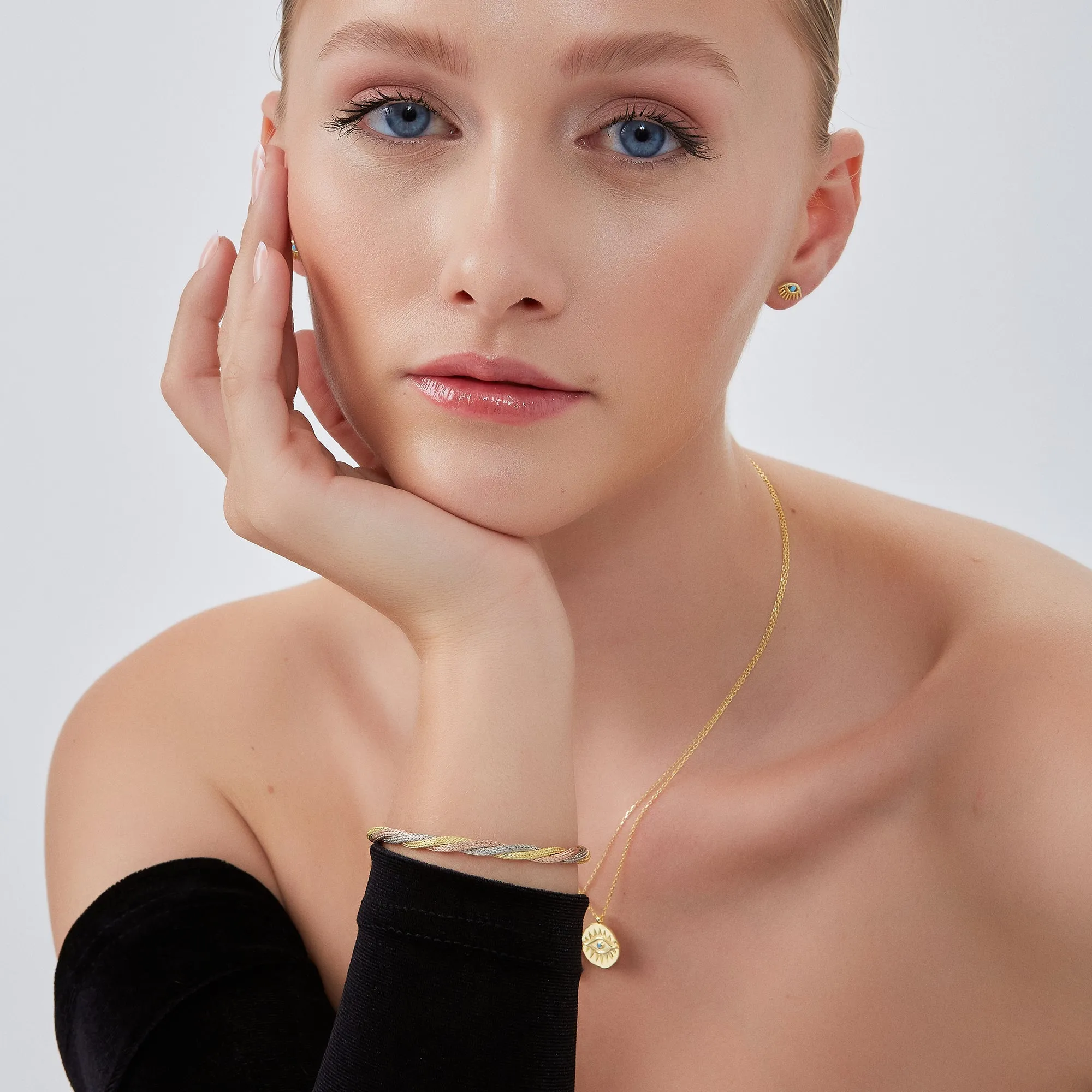 Twisted Rope 3 Color Gold Rose Gold Sterling Silver Handcrafted Bracelet sold by Spero London product image thumbnail 5