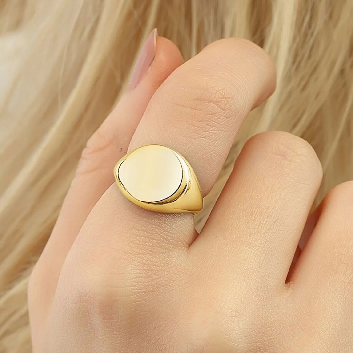 Signature Round Sterling Silver Signet Ring sold by Spero London product image thumbnail 4