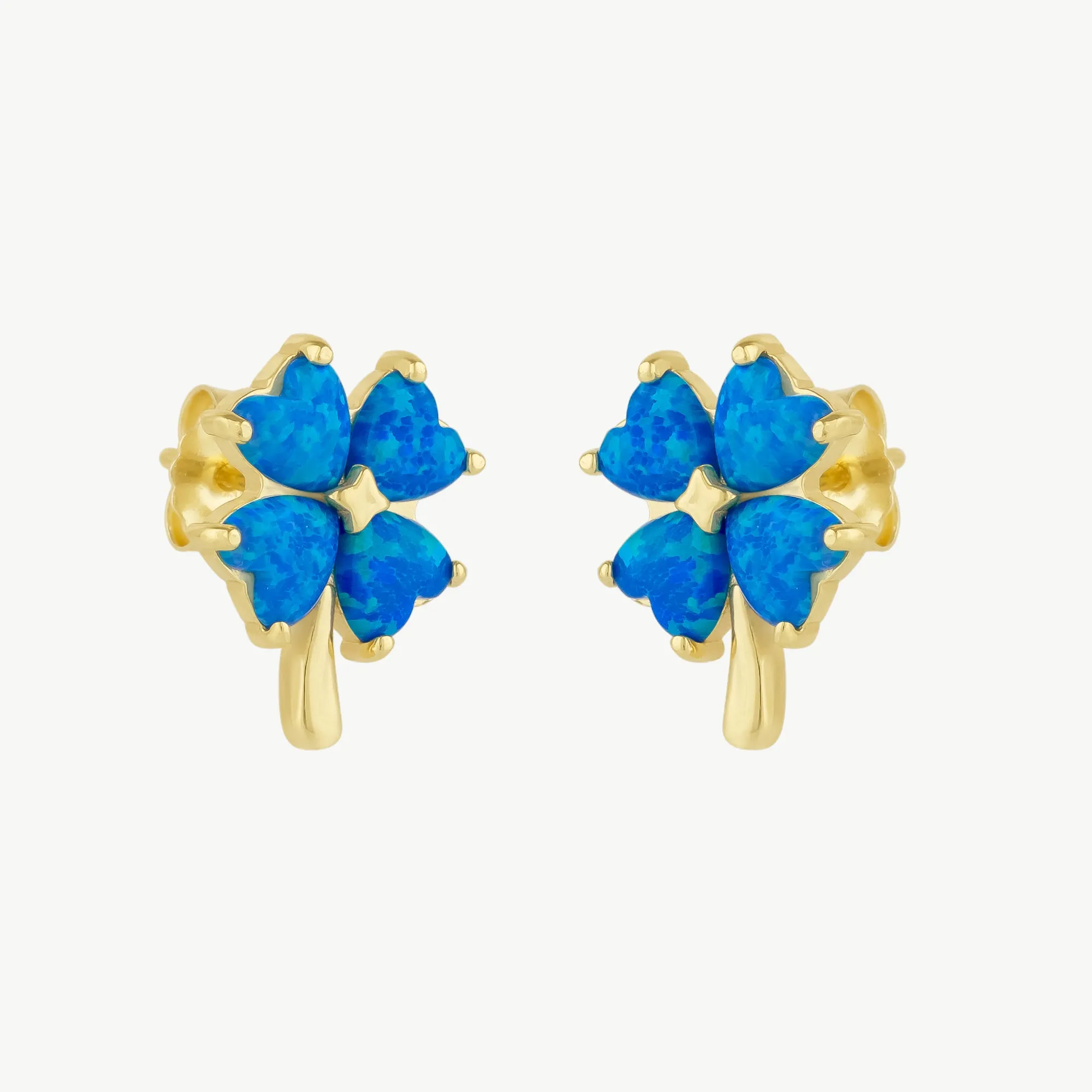 Blue Opal Four Leaves Clover Sterling Silver Stud Earring sold by Spero London product image thumbnail 2