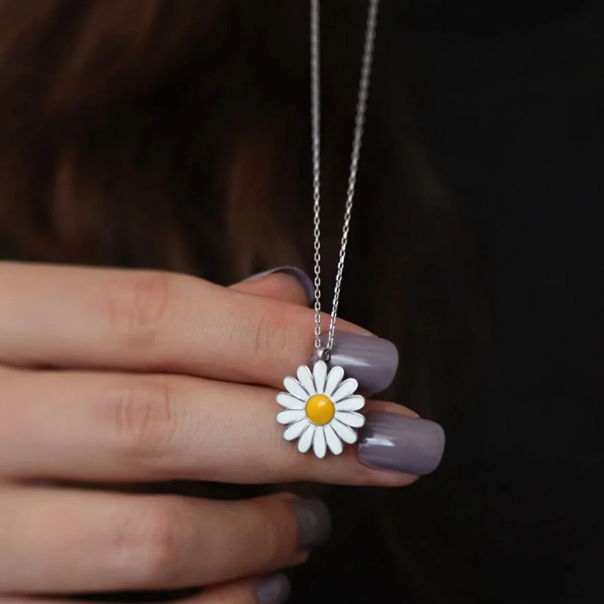 Sterling Silver Daisy Pendant Necklace sold by Spero London product image thumbnail 2
