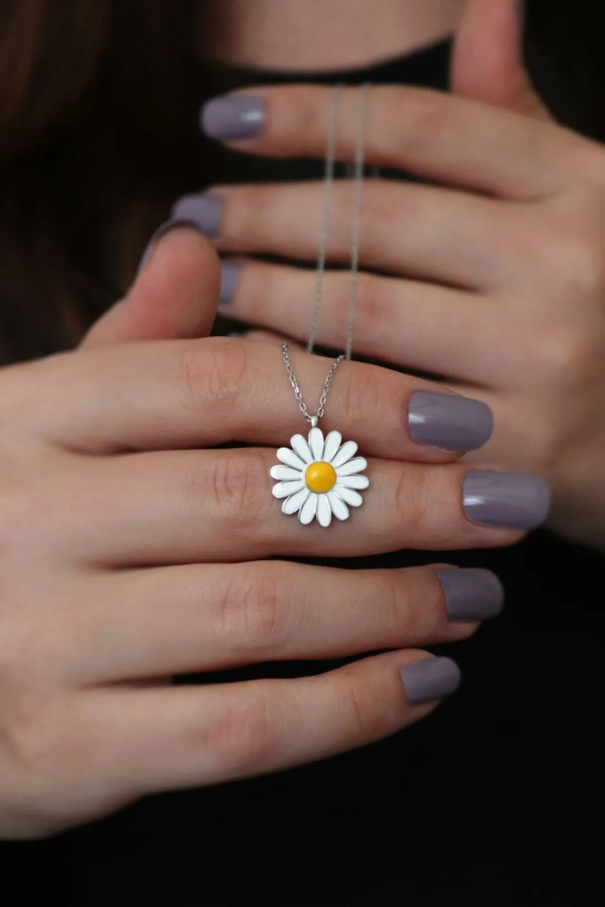 Sterling Silver Daisy Pendant Necklace sold by Spero London product image thumbnail 3