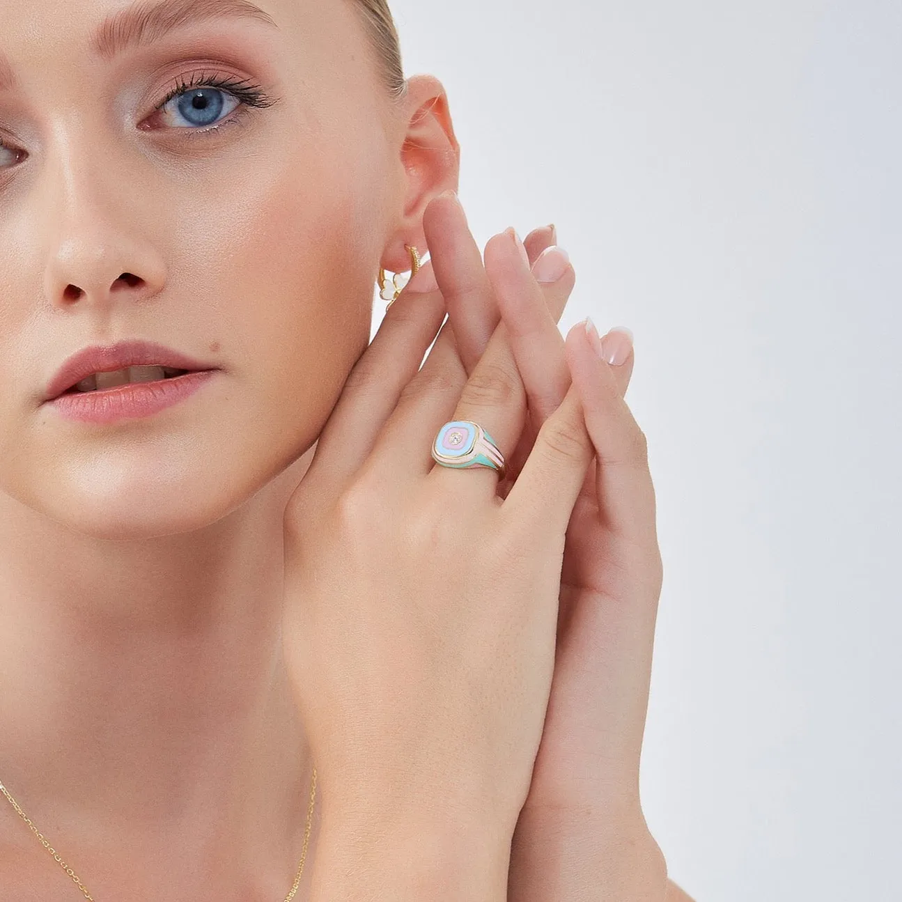 Enamelled Sterling Silver Signet Ring With Gemstone sold by Spero London product image thumbnail 2