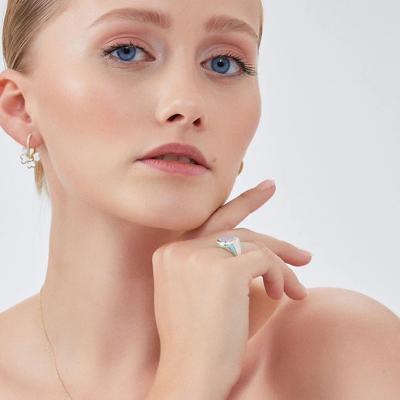 Enamelled Sterling Silver Signet Ring With Gemstone sold by Spero London product image thumbnail 5