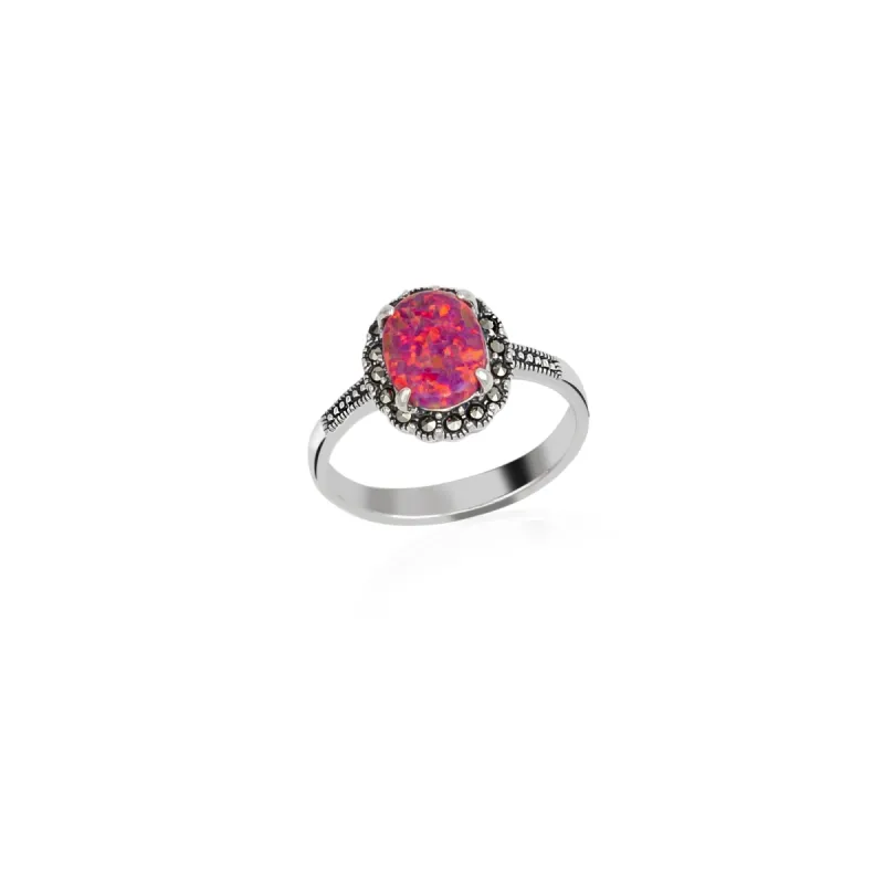 Red Opal Sterling Silver Ring sold by Spero London