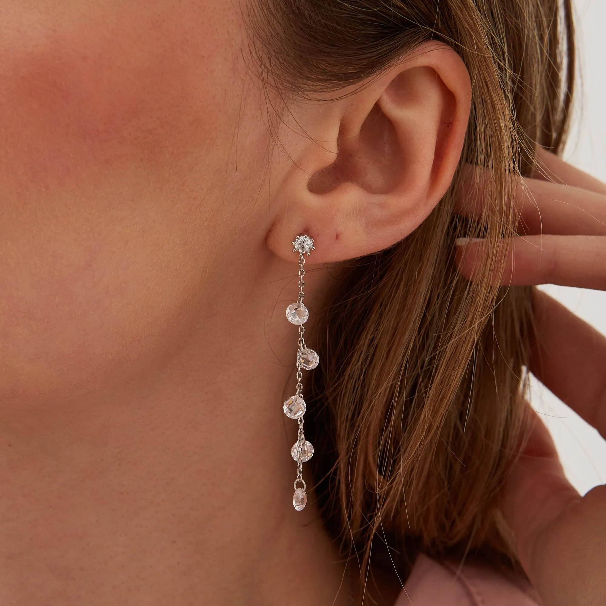 Drop Crystal Sterling Silver Earrings sold by Spero London product image thumbnail 2
