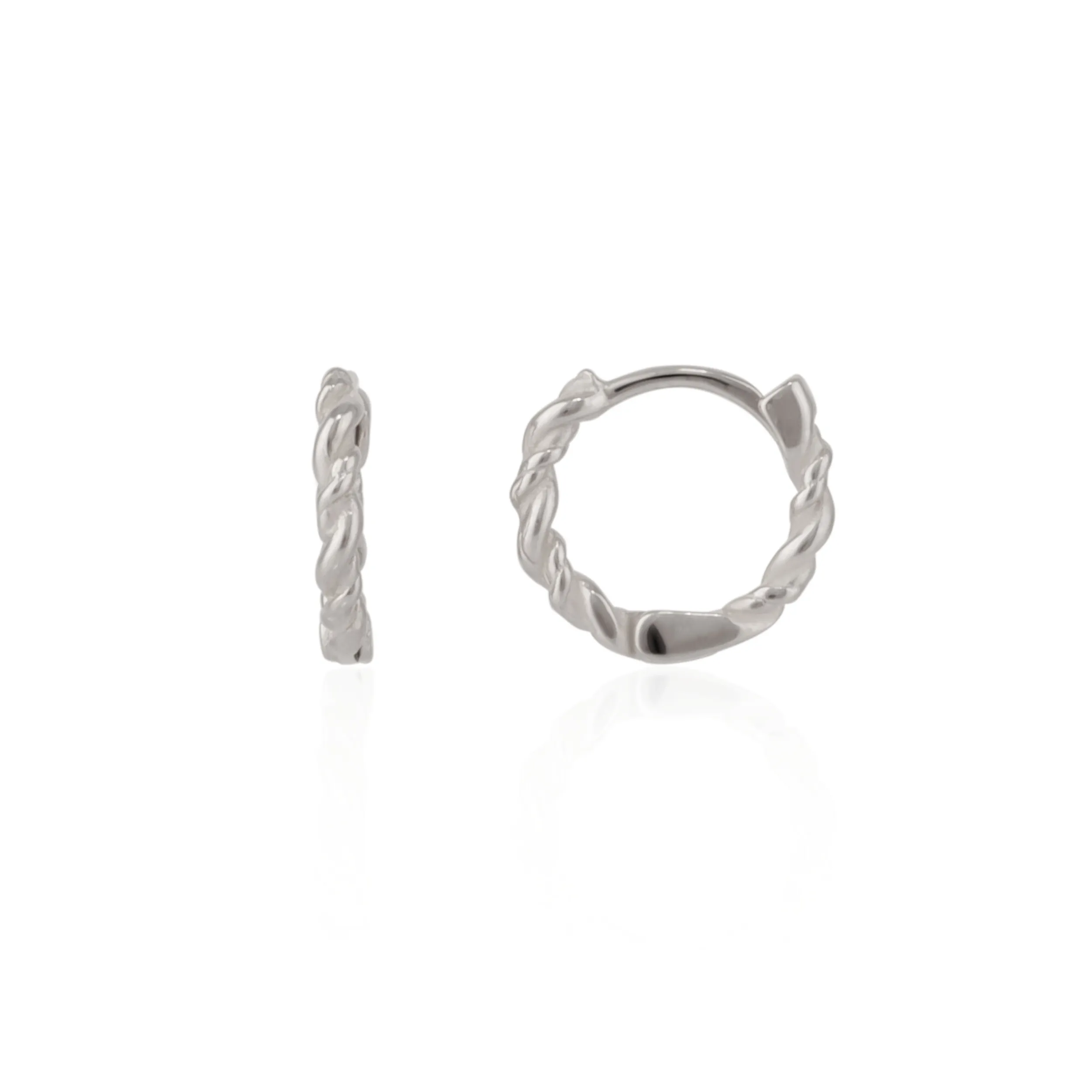 Twisted Sterling Silver Mini Huggie Hoop Earrings sold by Spero London product image thumbnail 3