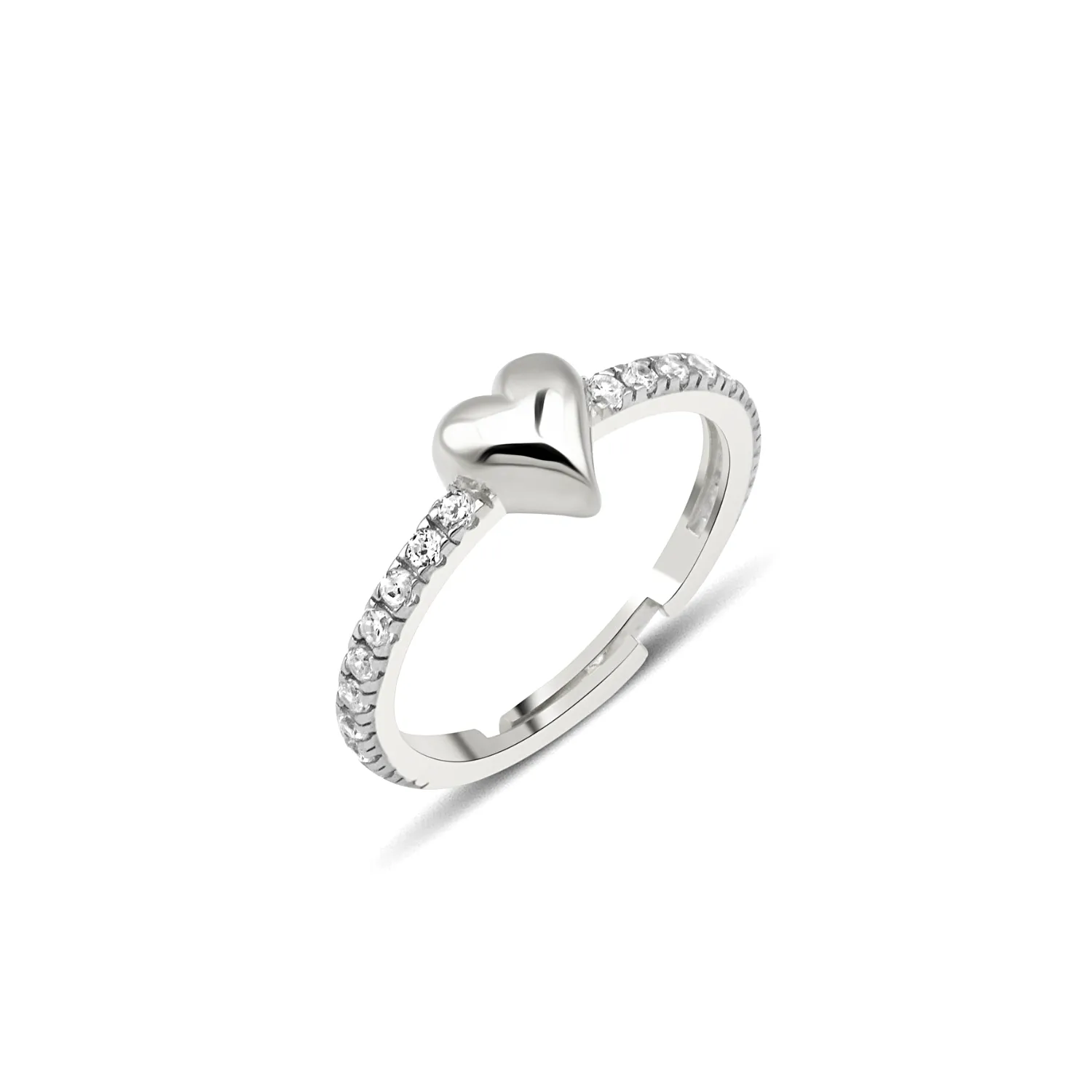 Love Heart Zirconia Half Round Adjustable Sterling Silver Ring sold by Spero London product image thumbnail 5