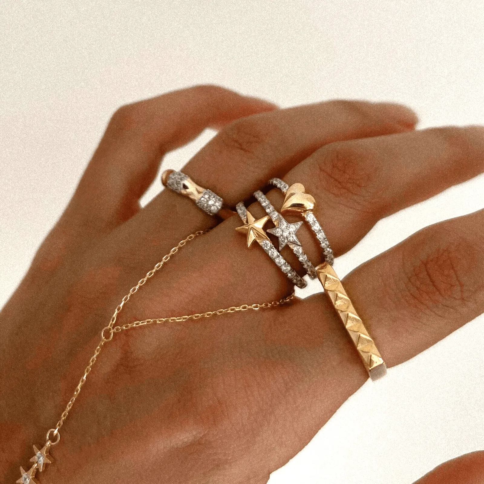 Love Heart Zirconia Half Round Adjustable Sterling Silver Ring sold by Spero London product image thumbnail 3