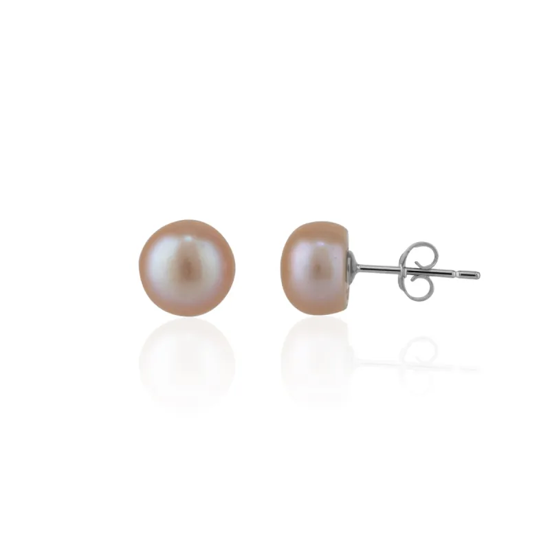 Baroque Pearl Irregular Stud Earrings Sterling Silver - Pink and Yellow sold by Spero London