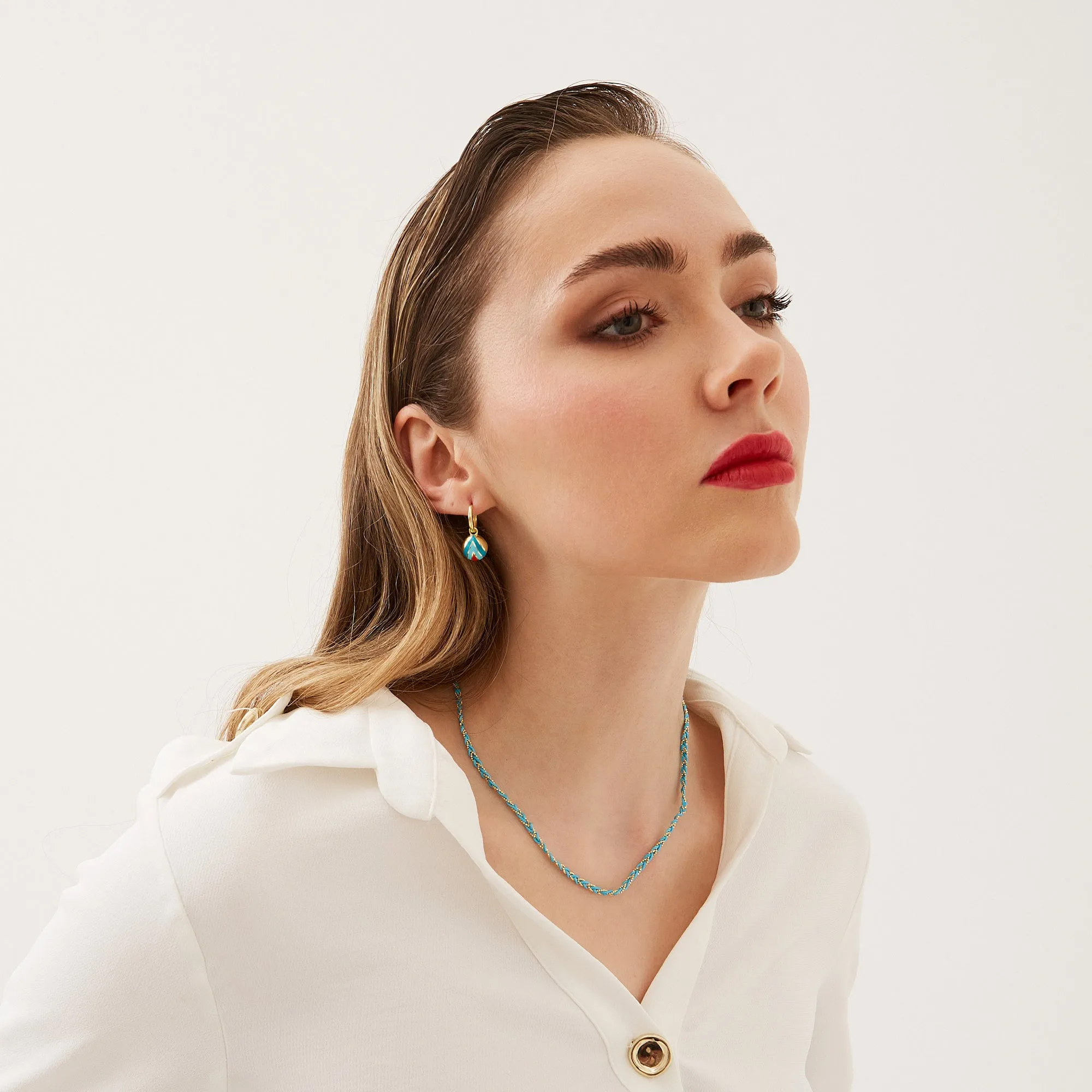 Enamel Blue Five Color Sterling Silver Earrings sold by Spero London product image thumbnail 3