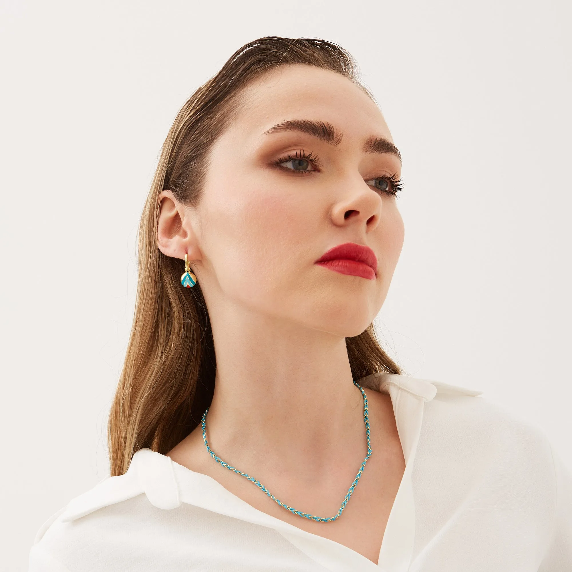 Enamel Blue Five Color Sterling Silver Earrings sold by Spero London product image thumbnail 2