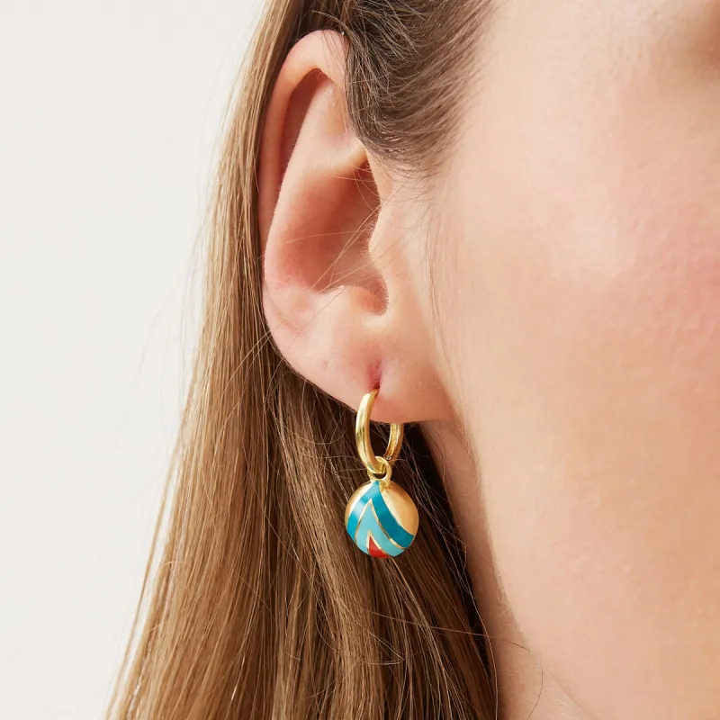 Enamel Blue Five Color Sterling Silver Earrings sold by Spero London