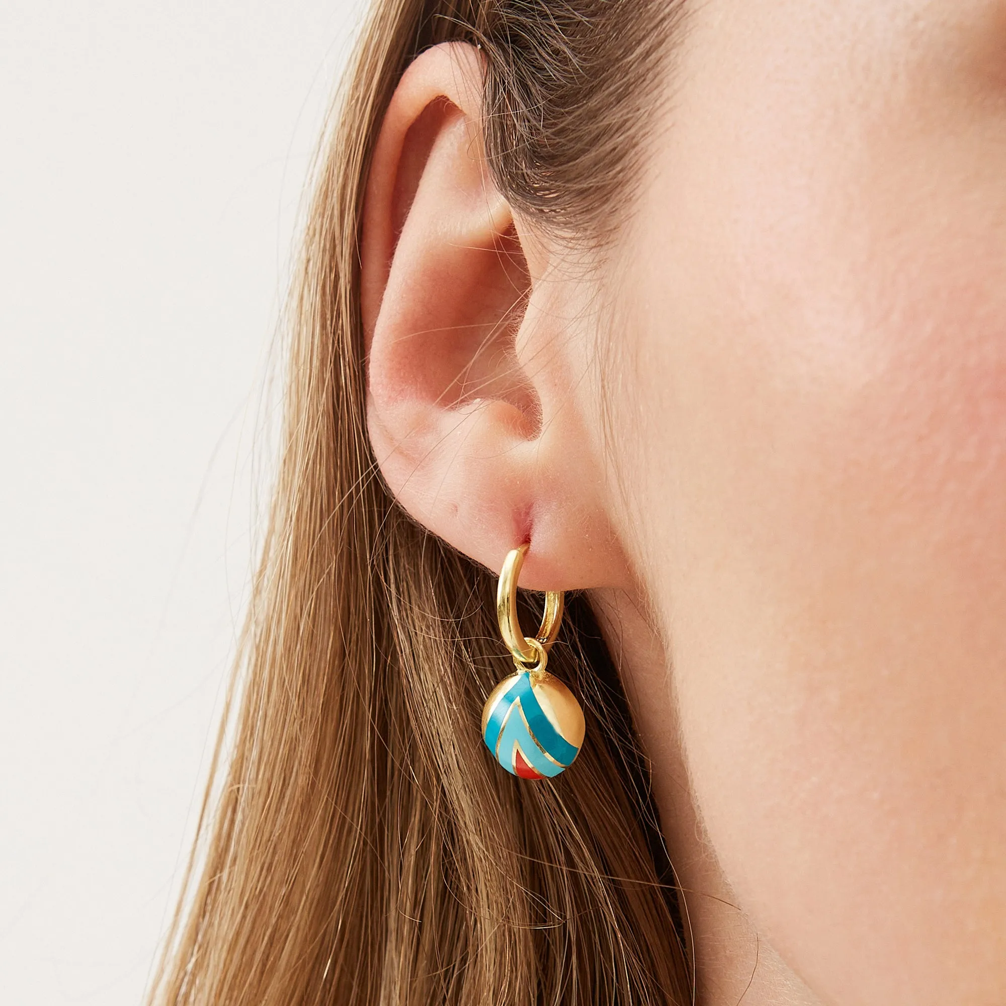 Enamel Blue Five Color Sterling Silver Earrings sold by Spero London