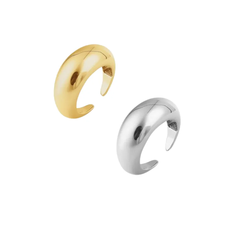 Duo Dome Mix Gold and Silver Layering Set in Sterling Silver sold by Spero London