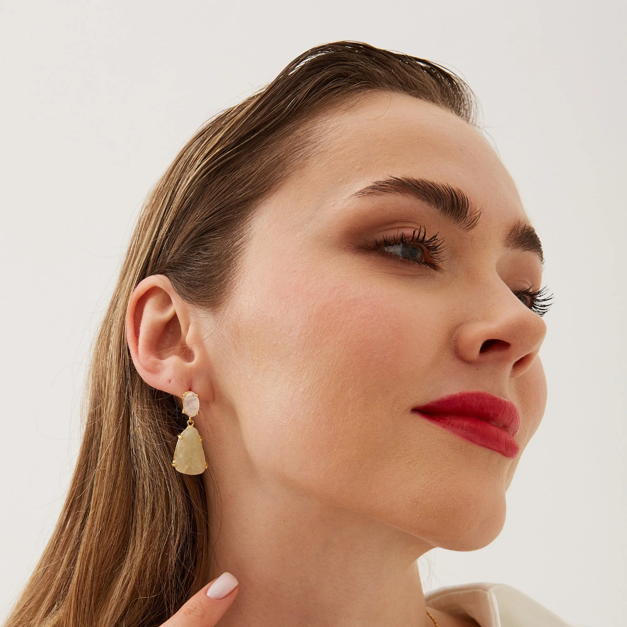 Soft Green High Quality Sterling Silver Drop Earrings sold by Spero London product image thumbnail 2