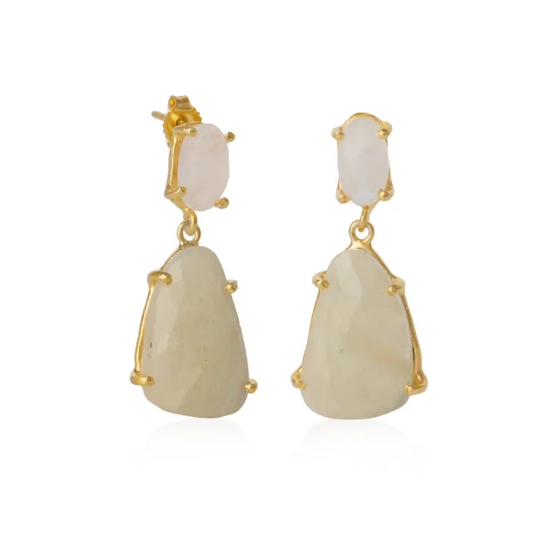 Soft Green High Quality Sterling Silver Drop Earrings sold by Spero London
