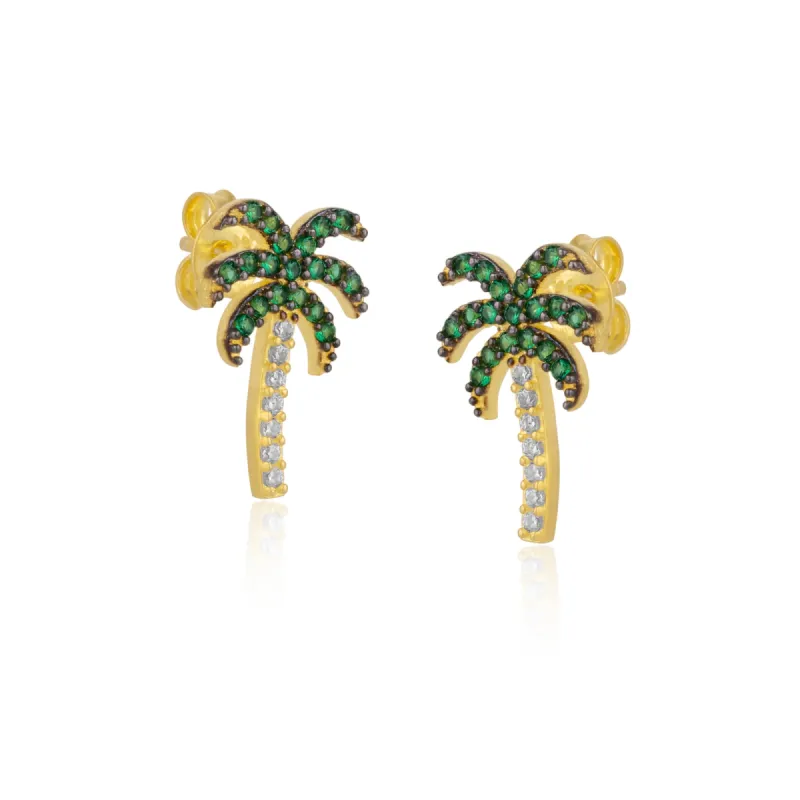 Palm Tree Sterling Silver Stud Earrings sold by Spero London
