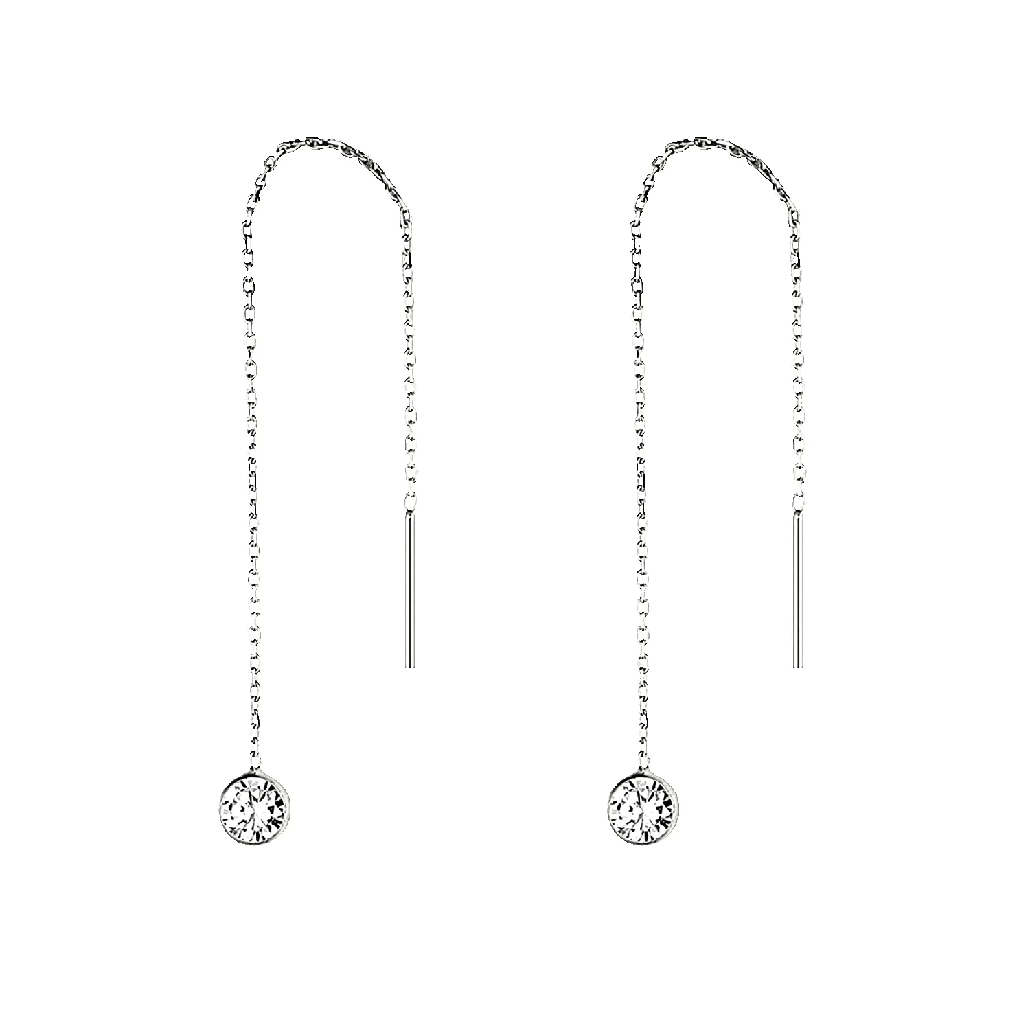 Sterling Silver Chain Solitaire Earrings sold by Spero London