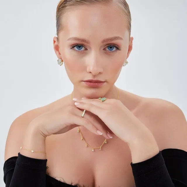 White Opal Sterling Silver Bracelet in Gold sold by Spero London product image thumbnail 5