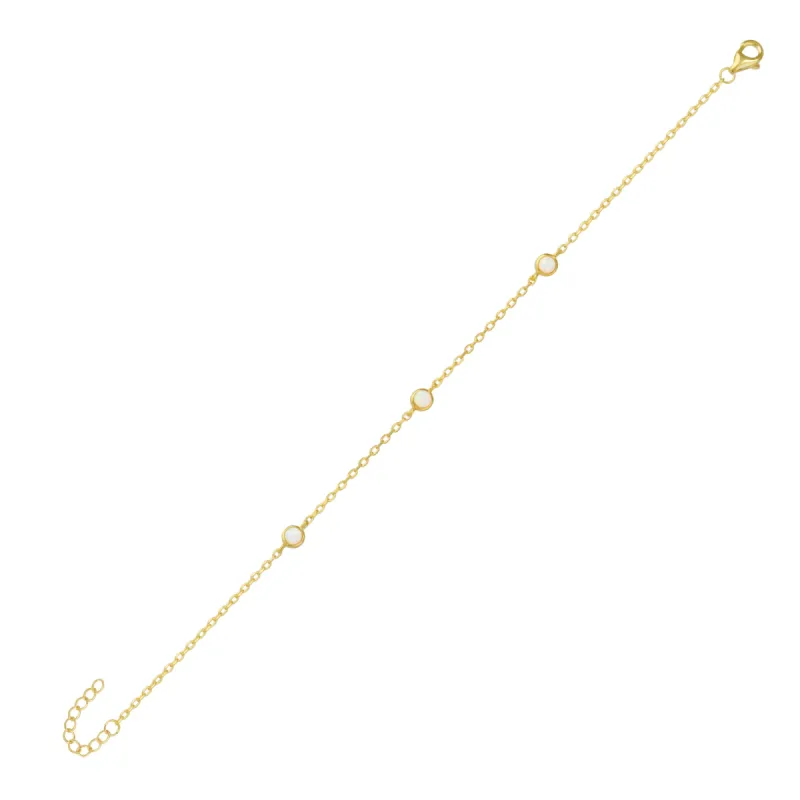 White Opal Sterling Silver Bracelet in Gold sold by Spero London