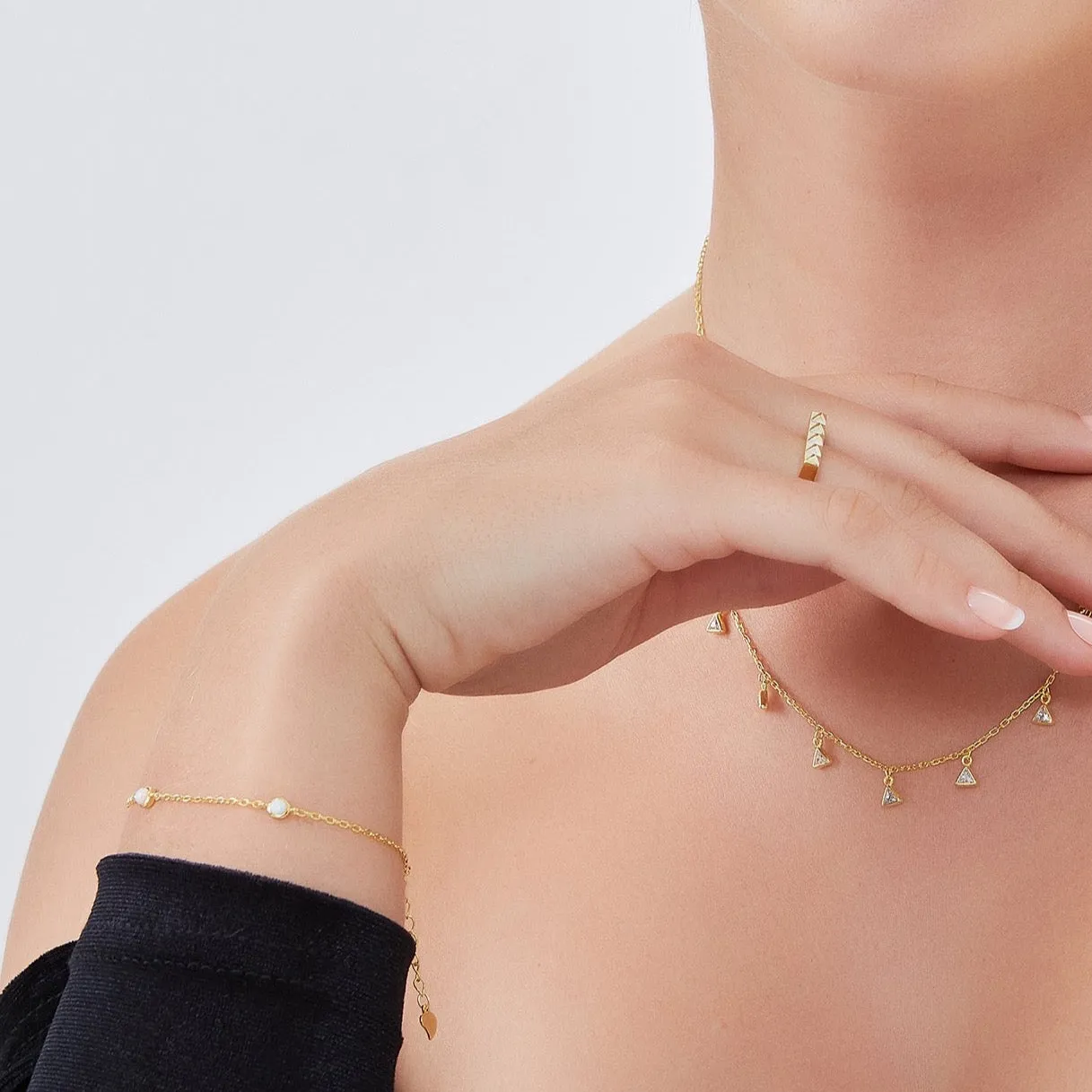 White Opal Sterling Silver Bracelet in Gold sold by Spero London product image thumbnail 2