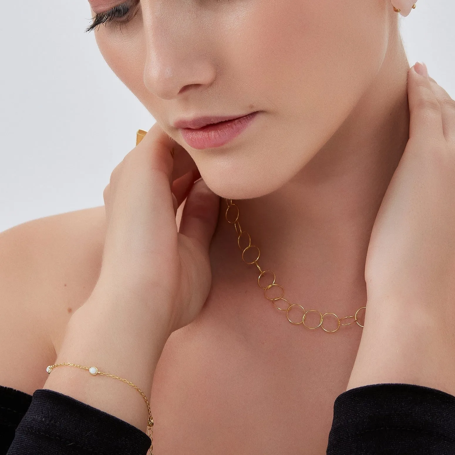 White Opal Sterling Silver Bracelet in Gold sold by Spero London product image thumbnail 3