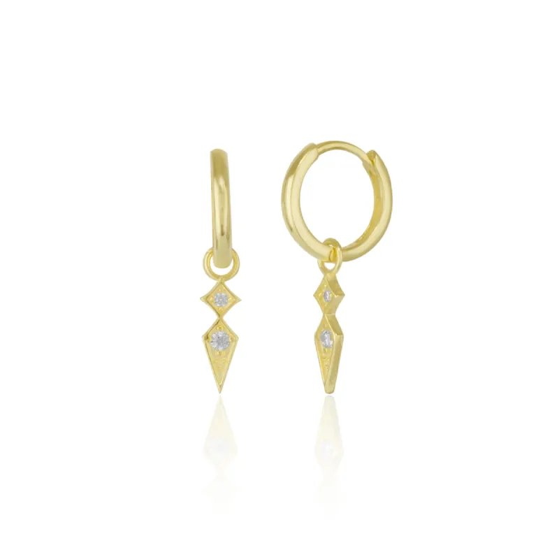 Sterling Silver Pave Spike Rhombus Drop Earrings sold by Spero London