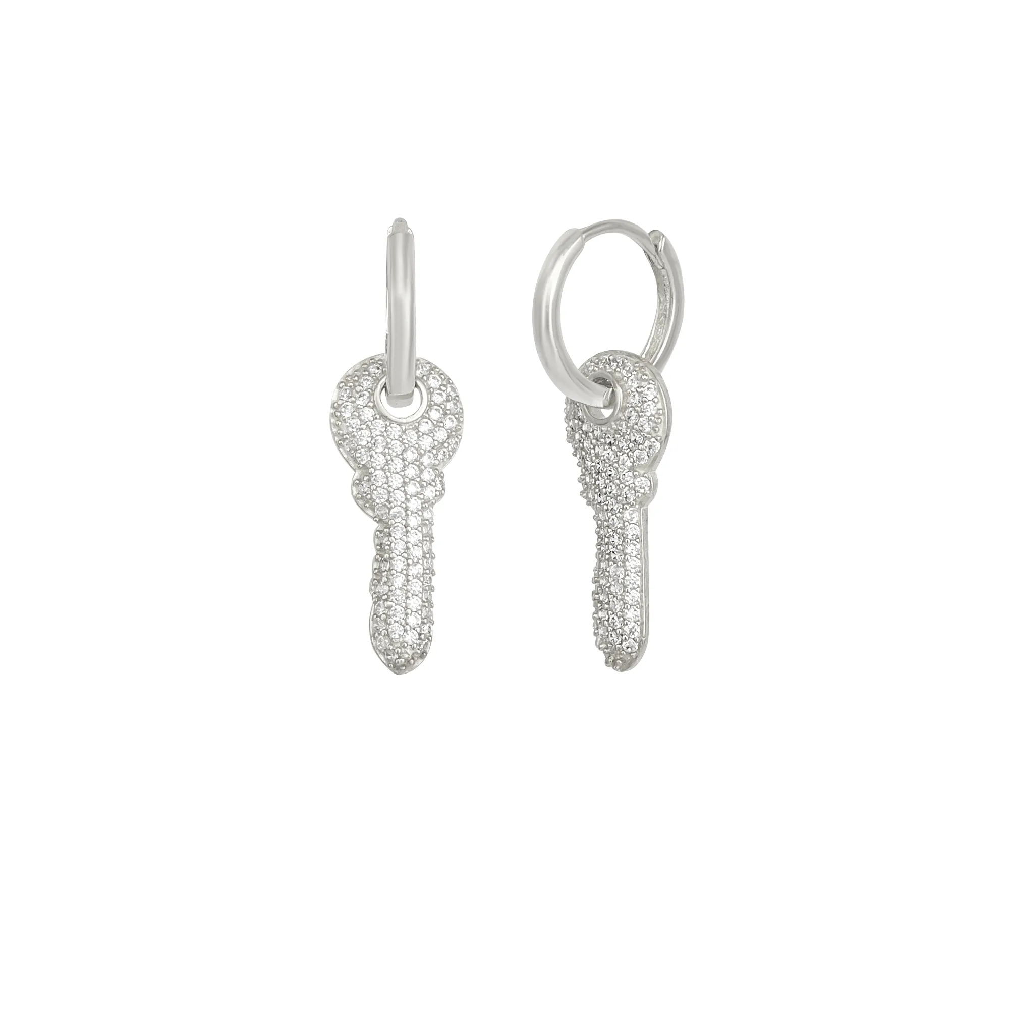 Key Silver Hoop Sterling Silver Earrings sold by Spero London product image thumbnail 4