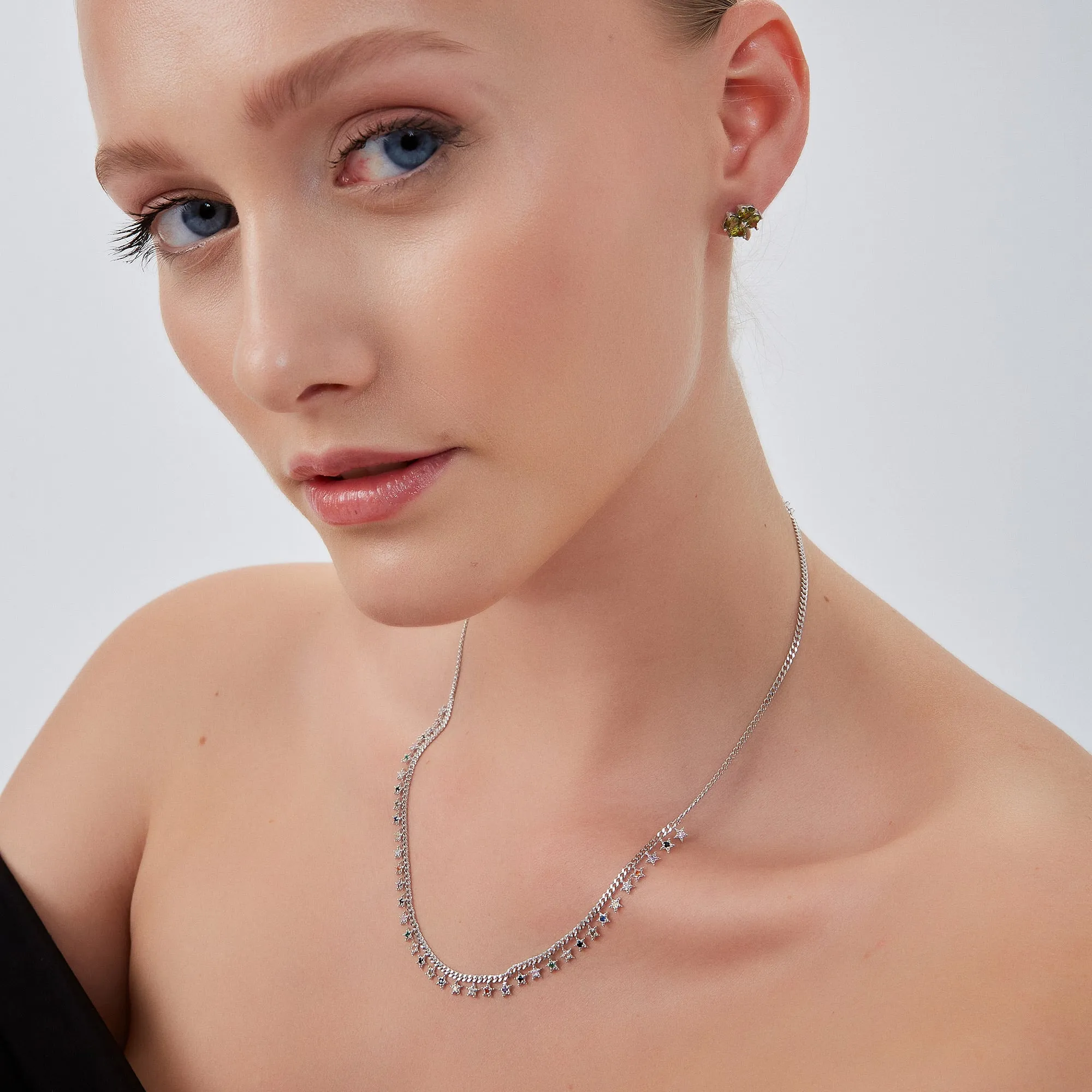 Four Leaf Clover Sterling Silver Stud Earrings - Mystic Green sold by Spero London product image thumbnail 4