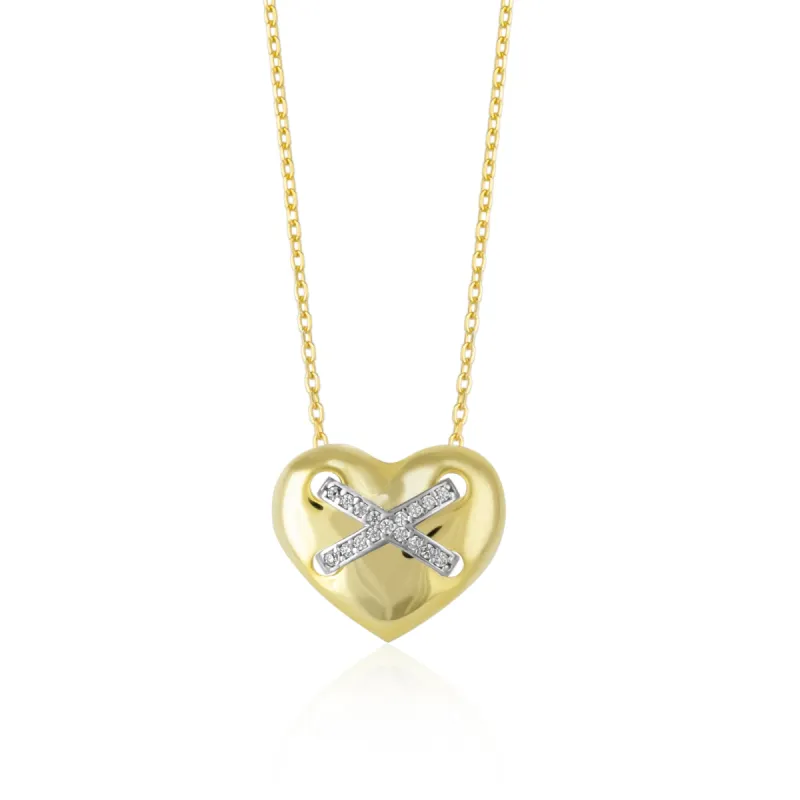 Heart X Necklace in Sterling Silver Gold Vermeil sold by Spero London
