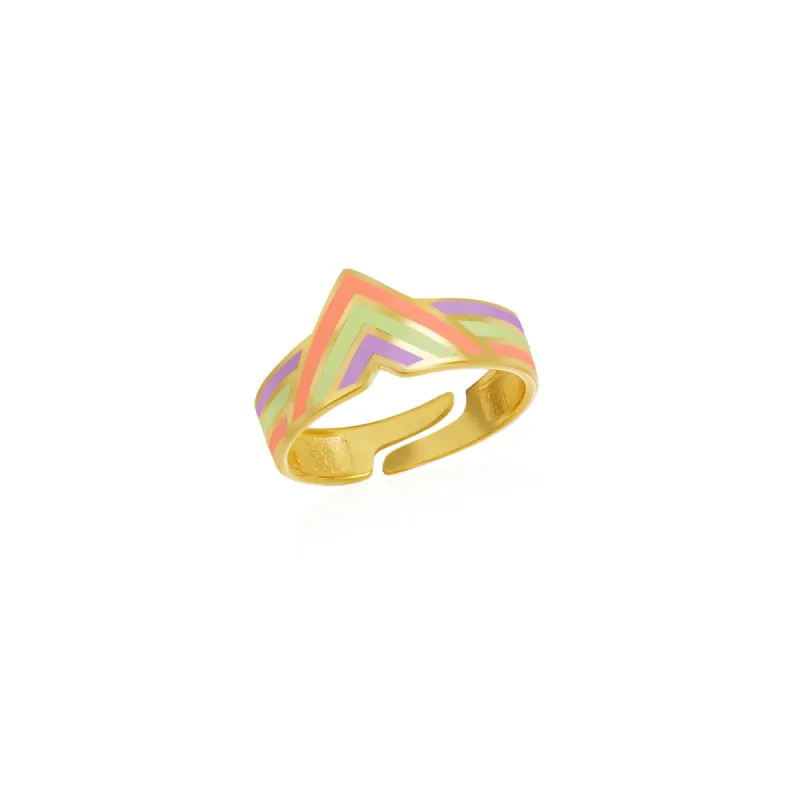 Enamel Pink Four Color Sterling Silver Arrow Band Ring sold by Spero London