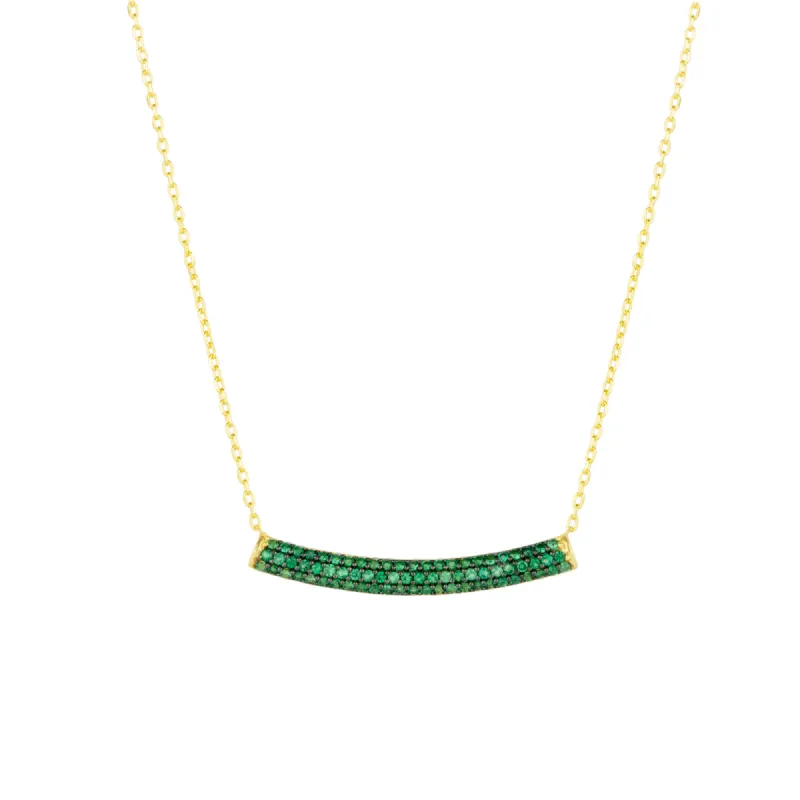 Sterling Silver Concave Bar Necklace - Green sold by Spero London