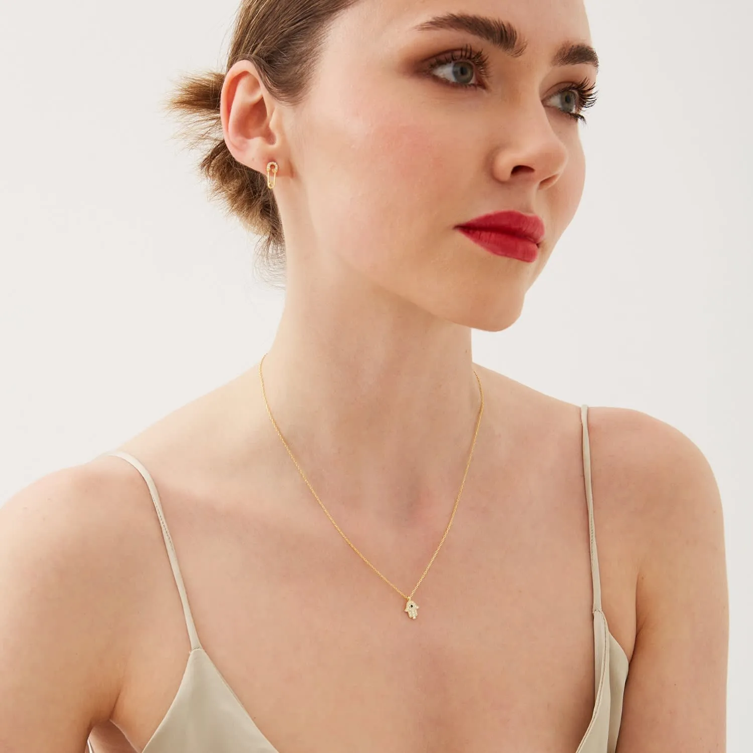 Hamsa Hand Necklace Sterling Silver With Blue Stone sold by Spero London product image thumbnail 4